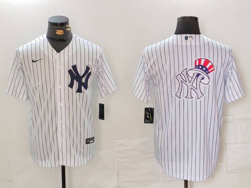 Men New York Yankees Blank White Stripe Game 2024 Nike MLB Jersey style 6